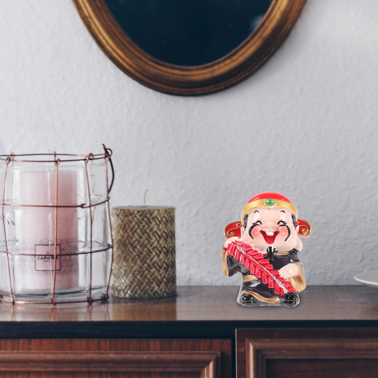 

5pcs Resin Five Blessings Wealth God Desktop Ornament Home Office Decor Household Statues Indoor Decoration Living Room Study