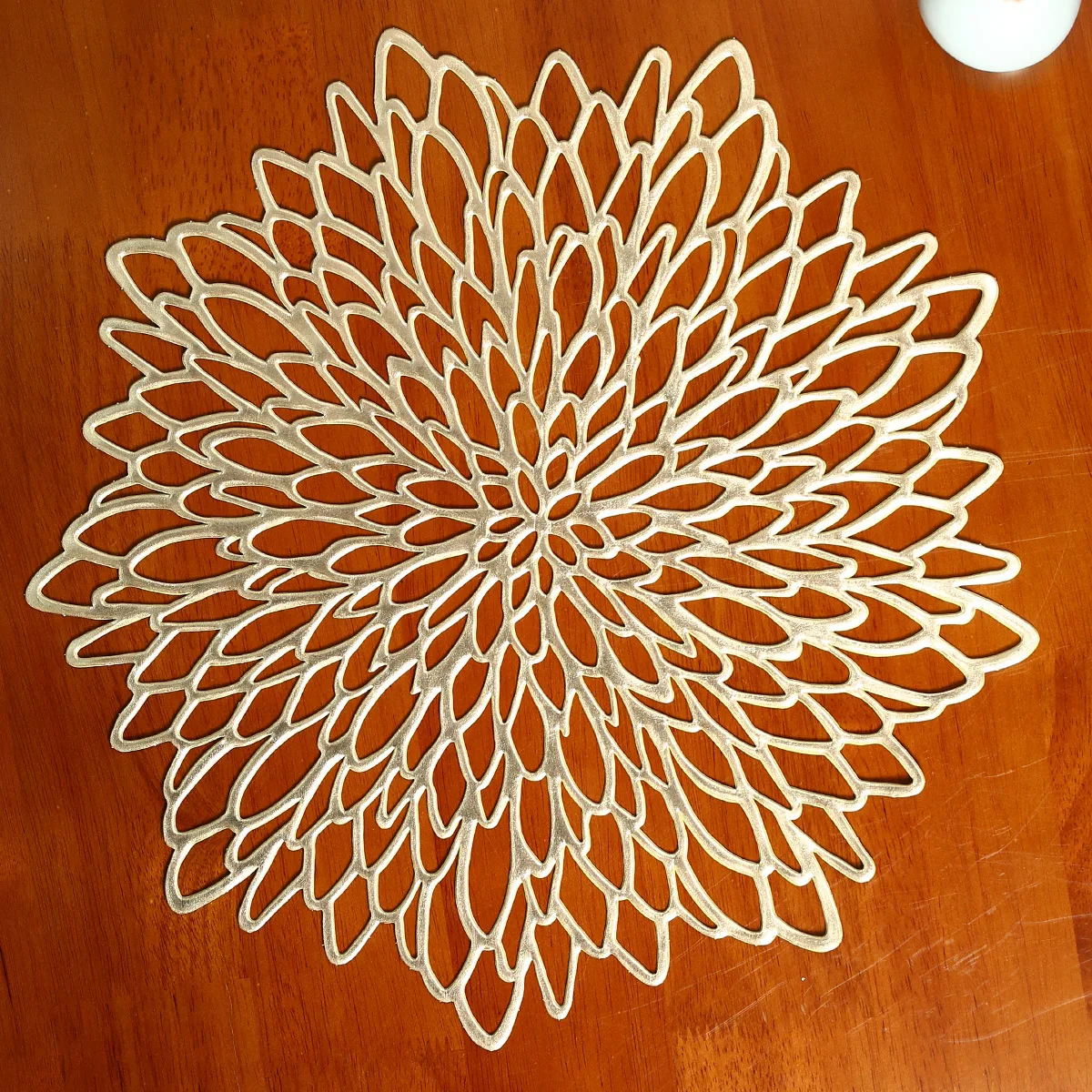 1pc Hibiscus Flower Placemats,15 Inch Flower Hollow Out Placemats For Dinning Table, Wedding, Restaurant, Home Decoration