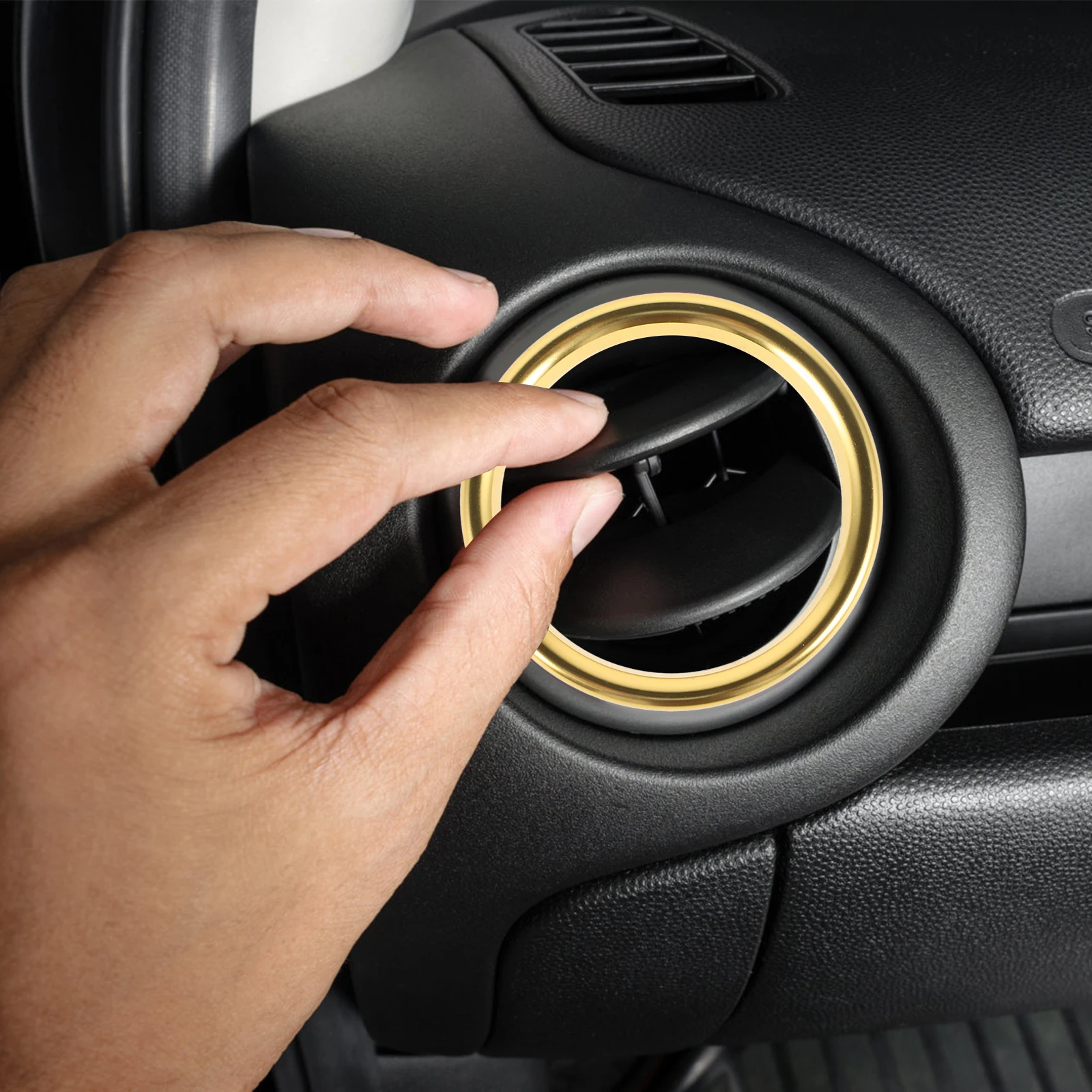 

4pcs Air Vent Outlet Trim Self-Adhesive Decoration Car Ventilation Outlet Ring 304 Stainless Steel Durable Luxury Trim Ring