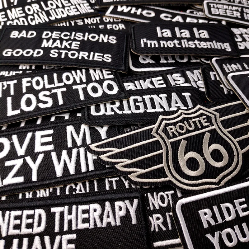 WHO CARES ROUTE 66 Patch Embroidery Applique Ironing Sewing Supplies Decorative Badges For Clothing Accessories LALALA