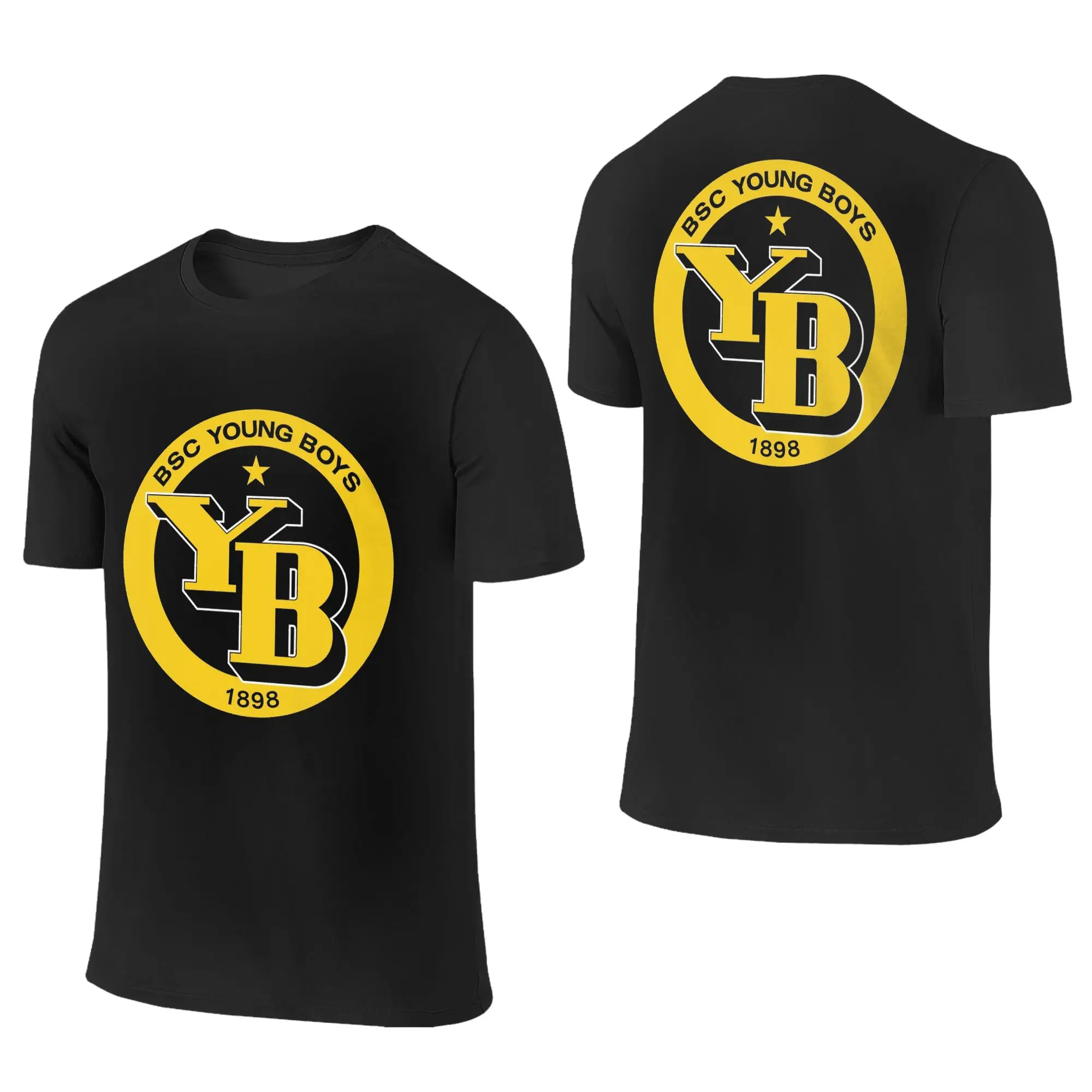 Camiseta Masculina Dupla Face BSC Young Boys Suíça para Fãs de Futebol - Camiseta de Verão Oversized
