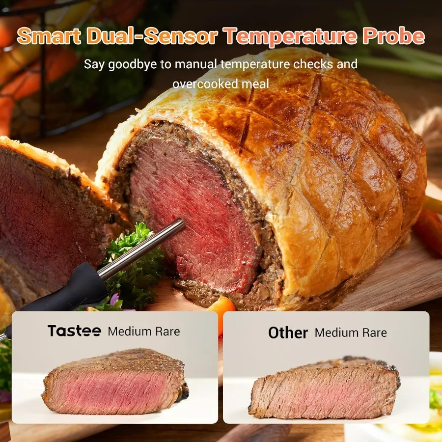 エアフライヤー 8in1 コンパクト 5.5QT エアフライヤー 450F デジタルエアフライヤー デハイドレーター デュアルセンサー スマートプローブ 24プリセット ワンタッチ調理