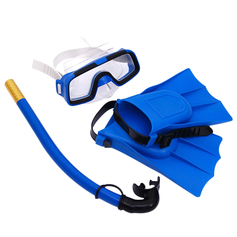 

Diving Supplies Set Kids Swim Flippers Adjustable Strap Clear Vision Underwater Mask Rubber Comfortable Safety