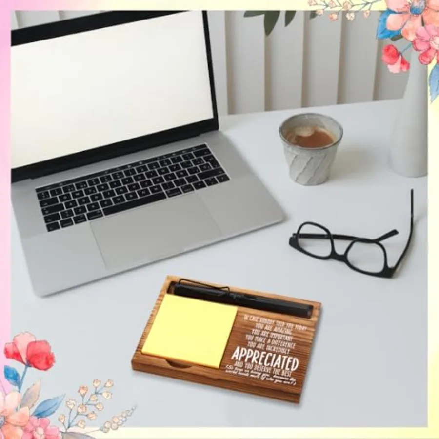 هدايا تقدير للنساء هدايا وظيفة جديدة للنساء Inspiratiol مكتب ديكور هدية للمرأة حامل قلم المفكرة الخشبية مع Ins
