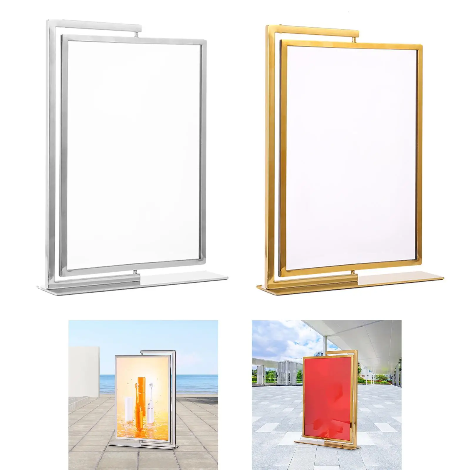حامل لوحة الملصقات، حامل علامة قائم على الطاولة، إطار إعلاني لعرض مزدوج الجوانب للأعمال #1