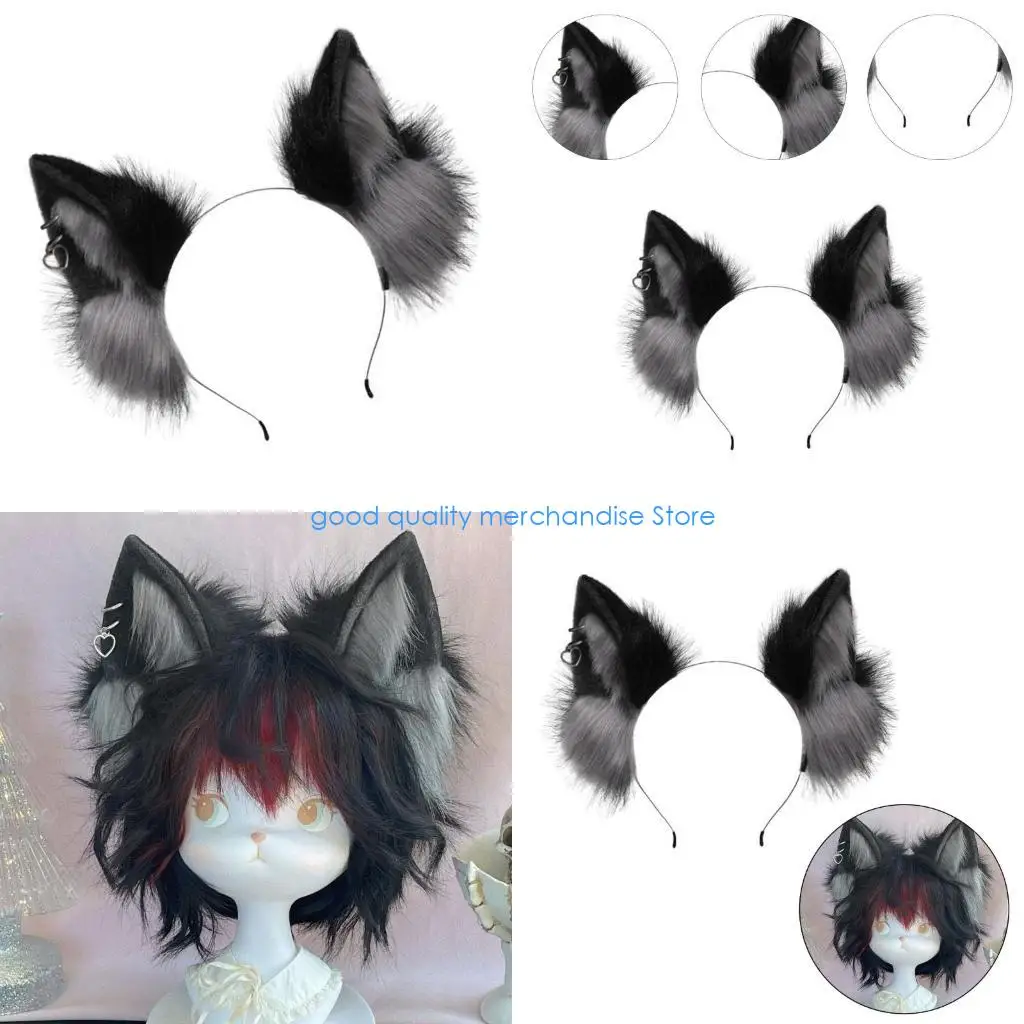 

Y5JD Wolf Kitten Cosplay Accessories Party Costume Sexy Kitten Headband Animation Hair Hoop for Masquerade Role Play