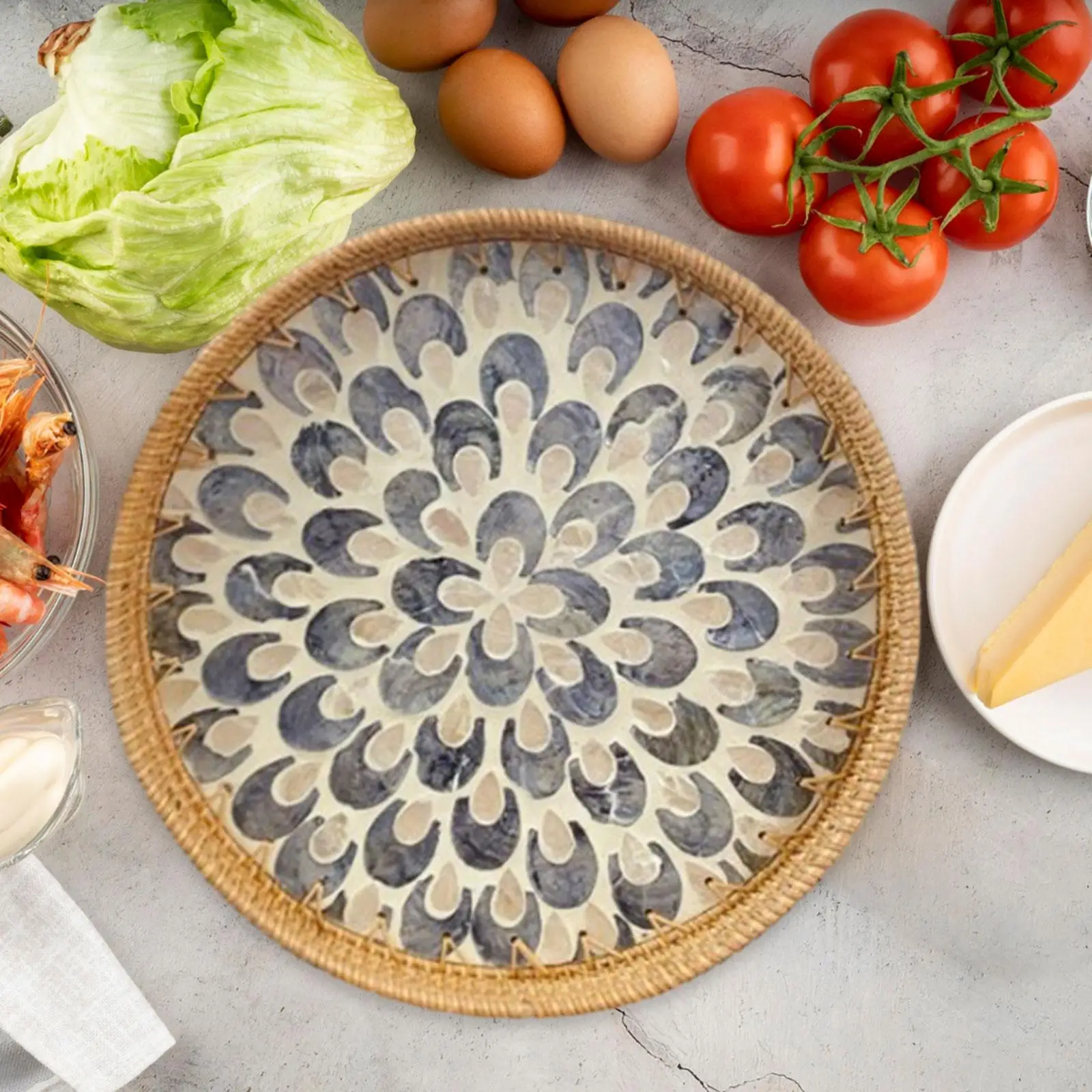 

Rattan Tray Birthday House Warming Gifts Hostess Men Handcrafted Bread Serving Basket for Home Kitchen Dinner Farmhouse Candy