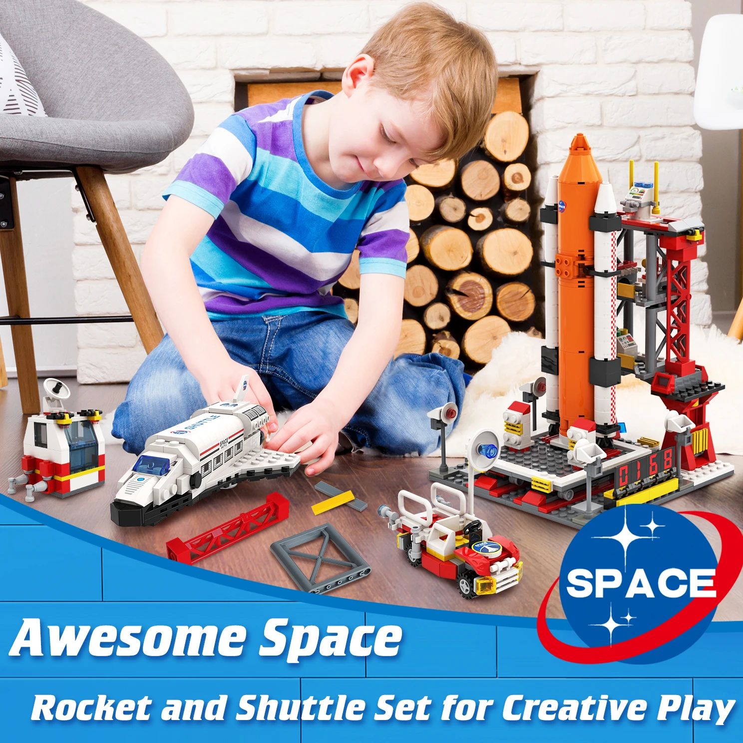 City Space Exploration Space Shuttle Toys-Block Set Mars Rover Launcher Satellite Spacecraft Toys Gift