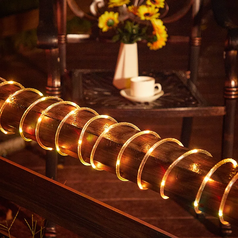 Solar Tube String Light Outdoor Waterproof 8 Modes Transparent Hose LED Lights For Garden Wedding Party Christmas Holiday