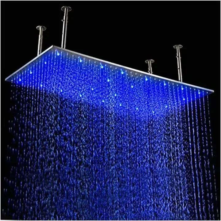 Ceiling mounted 20 x 40 inch LED rain nozzle rectangular color changing nozzle