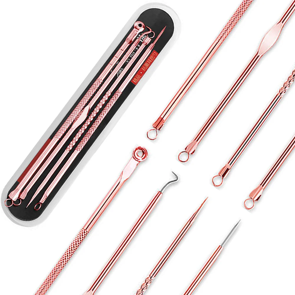 Acne removedor de cravo agulha conjunto mancha preta mancha espinha com agulha gancho poros limpeza cuidados com a pele beleza para tratamento acne