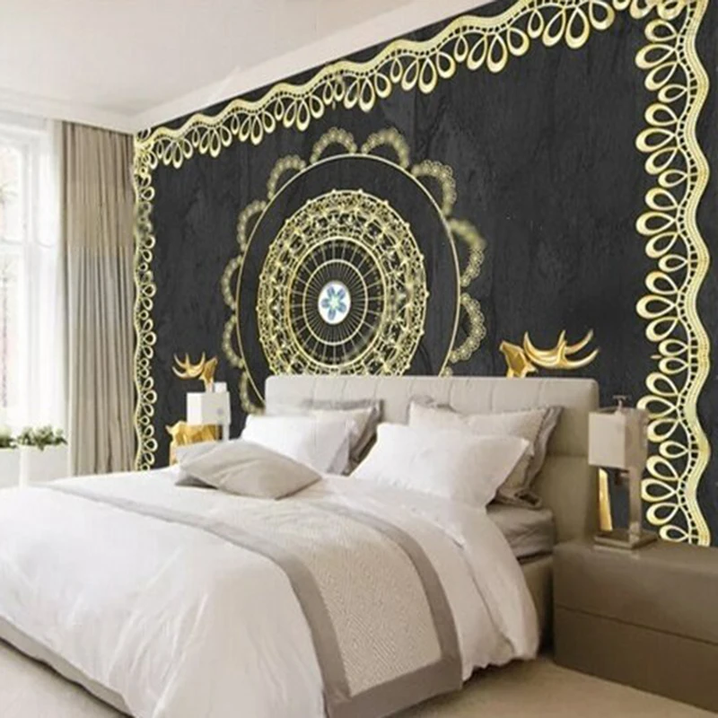 MU9194 Modern fashionable and creative patterned border circular golden deer TV background