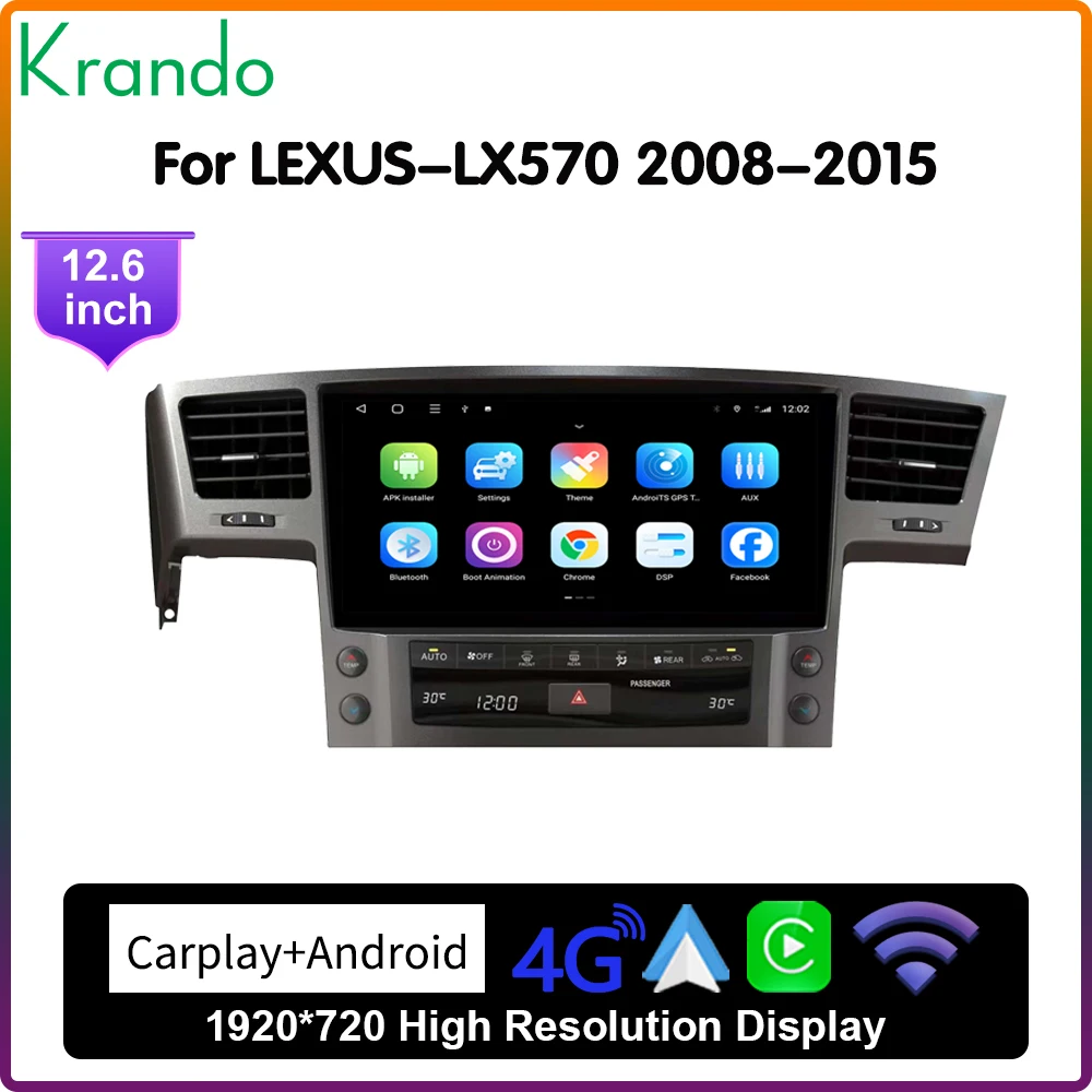 

Krando 12.3'' Android Car Navigation GPS For LEXUS LX570 2007-2015 Multimedia Player Navigation GPS Stereo Wireless Carplay