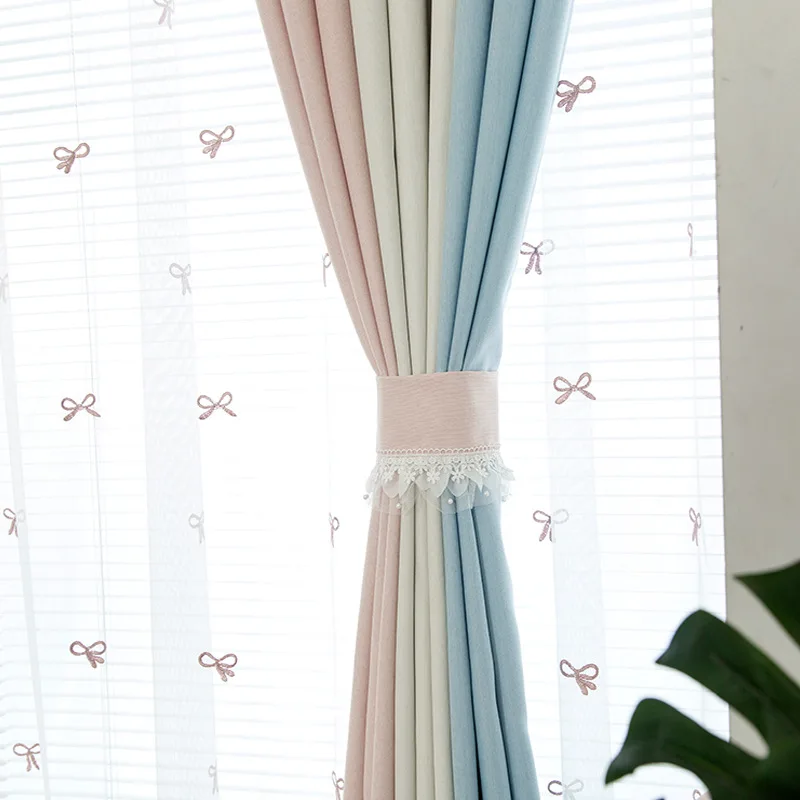 Nordic Modern Simplicity Curtains for Living Room Bedroom Dining Room Dreamy and Sweet Pink Thickened Blackout Curtains Window