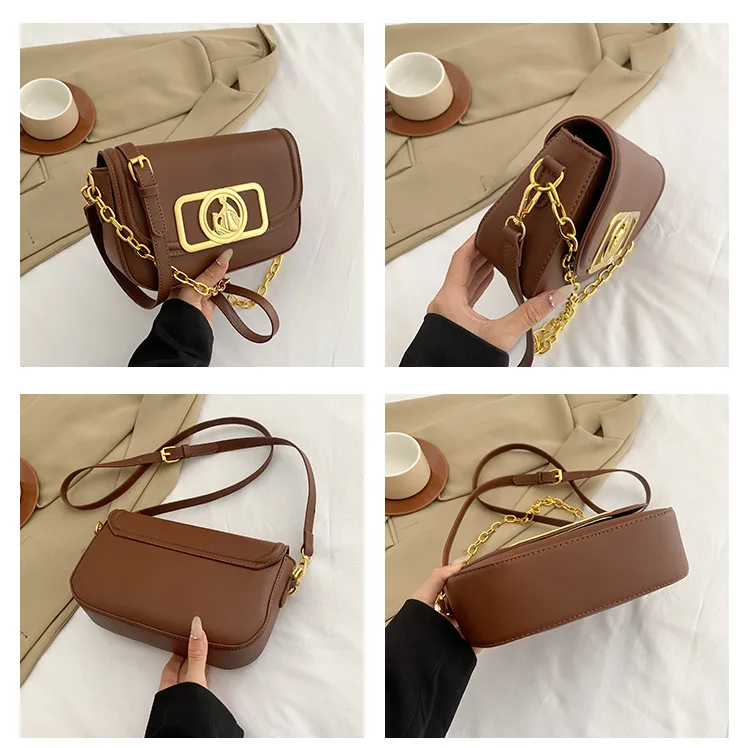 Luxury Brand High Quality Women Shoulder Bag Metal Chain Small Square Bag PU Leather Diagonal Bag Fashion Small Bag