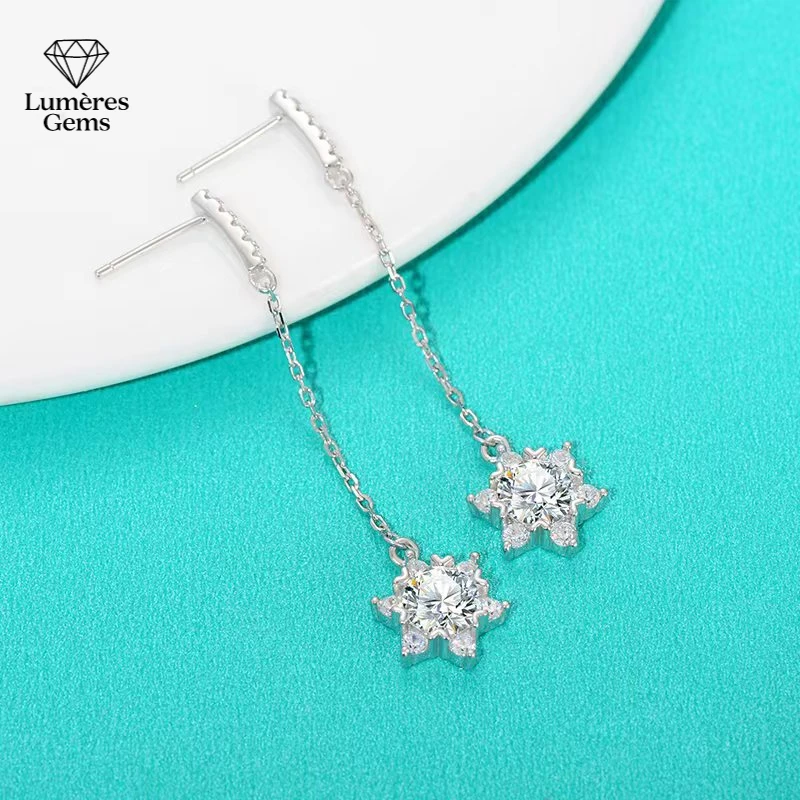 Lumière Gems Platinum PT950 Morganite Diamond Long Earring with Flowing Tassels - Simple yet elegant, perfect for all occasions.