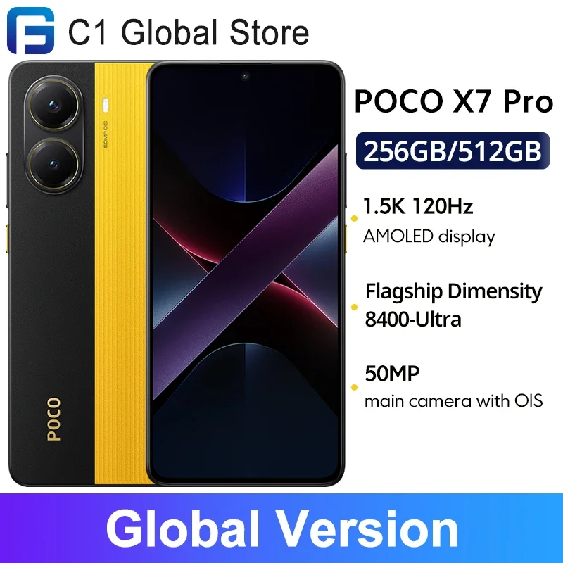 【World Premiere】POCO X7 Pro Global Version Smartphone Dimensity 8400-Ultra 6000mAh 90W Charge 50MP camera with OIS 120Hz NFC 5G