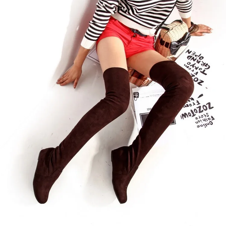 

Big Size 34-46 Women Stretch Over-the-knee Boots 2024 New Height Increasing Suede Women's Thigh High Boots