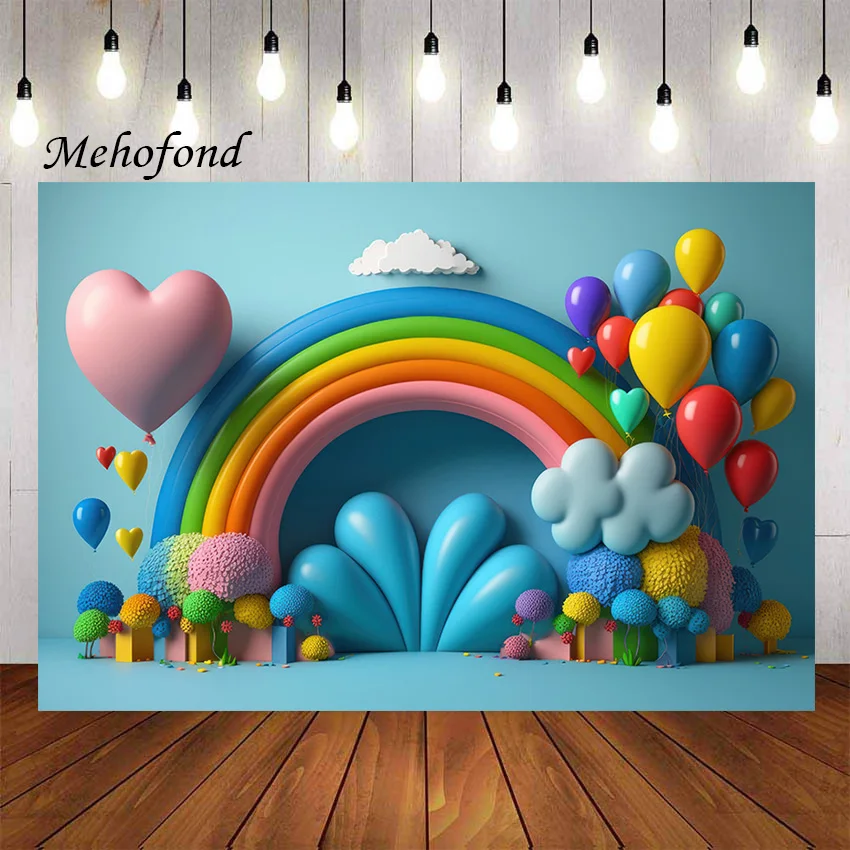 

Mehofond Photography Background Arch Colourful Balloon Garden Flowers Kids Birthday Party Cake Smash Decor Backdrop Photo Studio