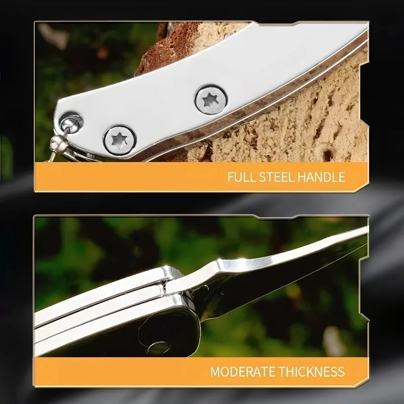 Full Steel Solid Mini Folding Knife Creative Stainless Steel Portable Keychain Unboxing Tool Compact Outdoor EDC Knife Camping