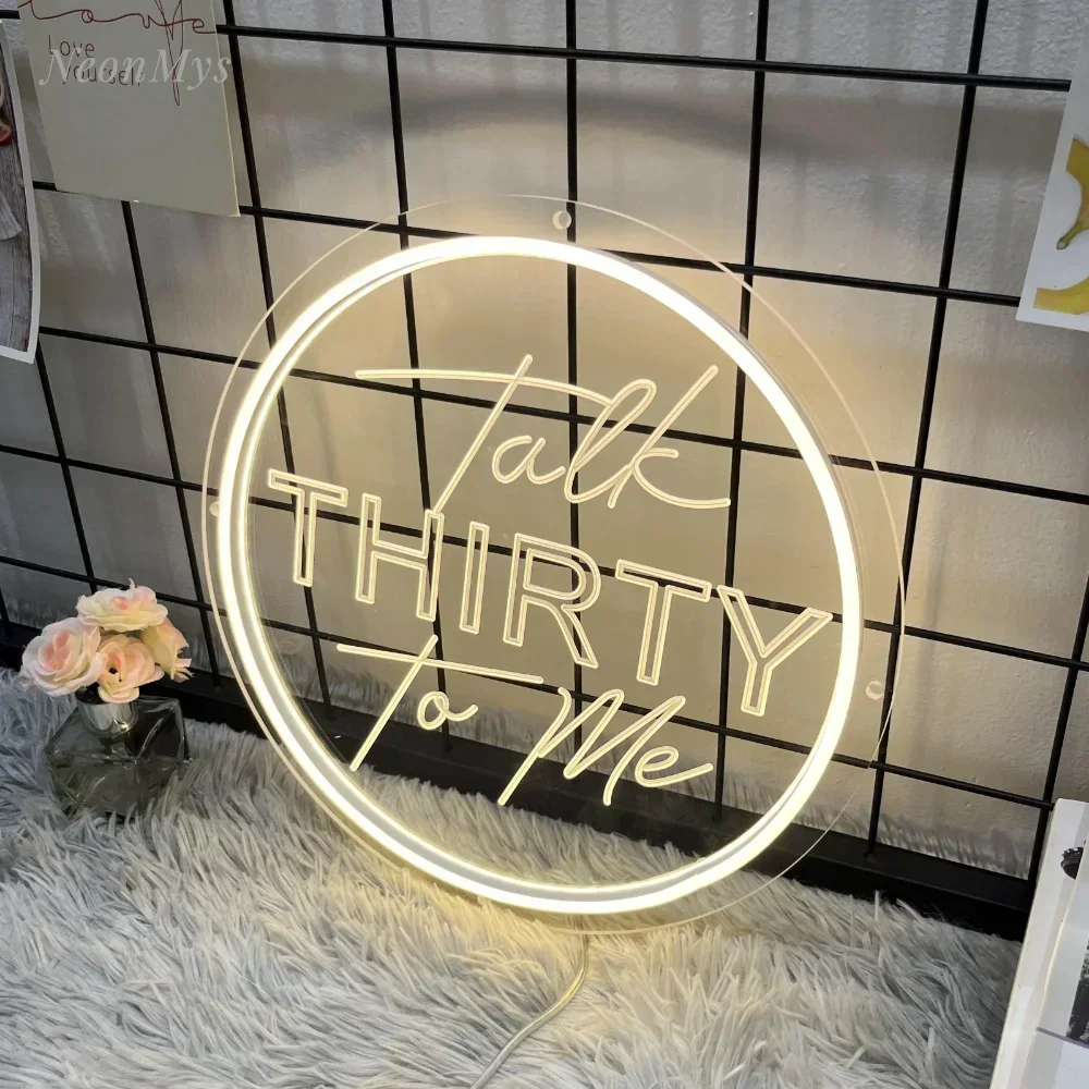 Talk Thirty To Me Carved Neon Sign LED Flex Neon Night Light for Party Room Wall Decoration Birthday Gifts Support Custom