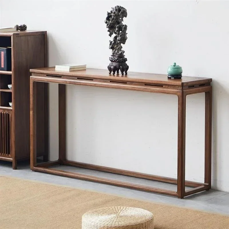 New Chinese black walnut table modern simple light luxury strip ji ancient minimalist entrance