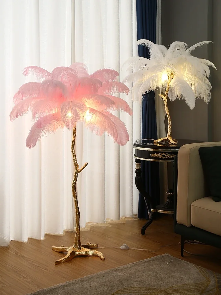 Imagem -06 - Nordic Ostrich Feather Led Floor Lamp Resina Lamp Decoração para Casa Sala de Estar Iluminação Interior Quarto Cabeceira