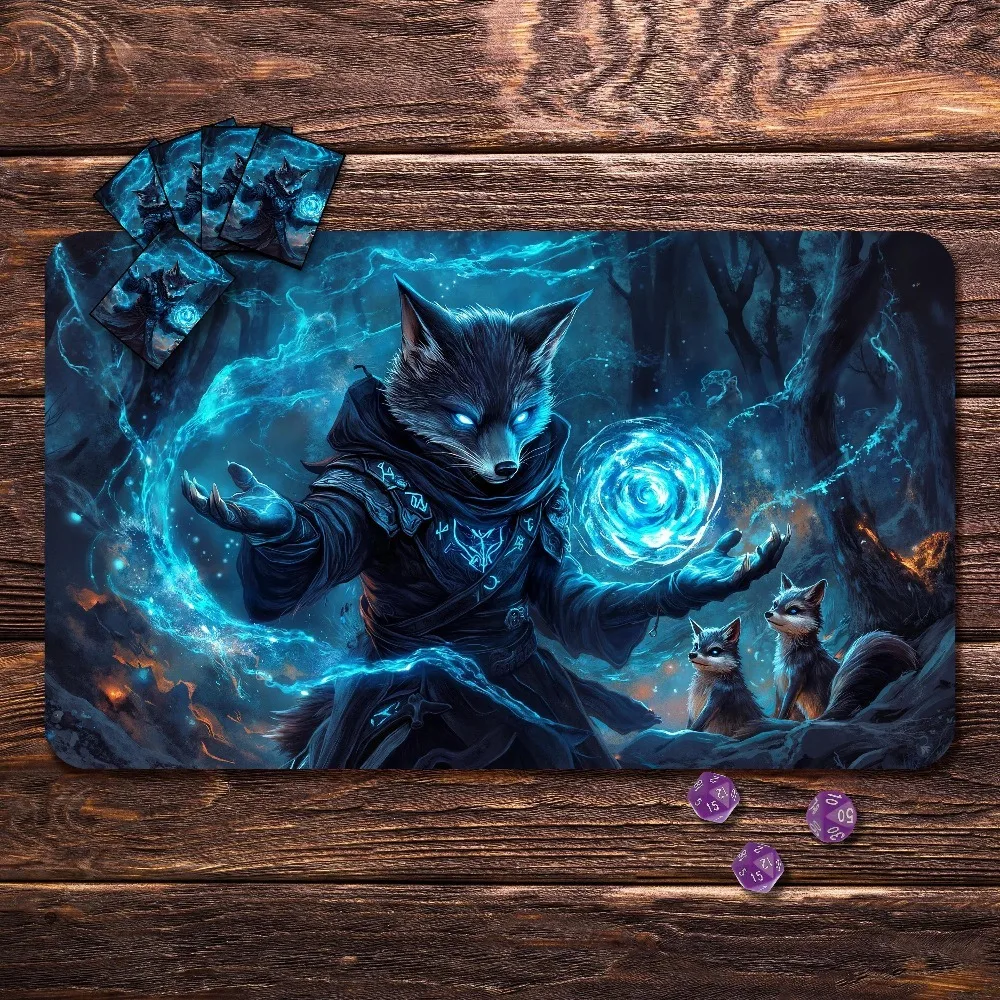 TCG Playmat, Board Game Mat for TCG, Fox Wizard, Trading Card Games  alfombrillas para escritorio  mouse pad  tapis de souris
