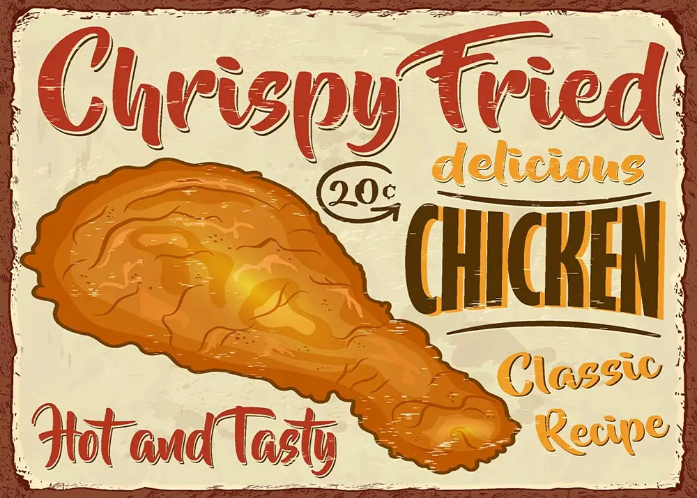 Carteles de hojalata de Metal para pollo frito, cartel de Metal de receta clásica, placa de hierro para amantes del pollo frito, regalo artístico Supermarke