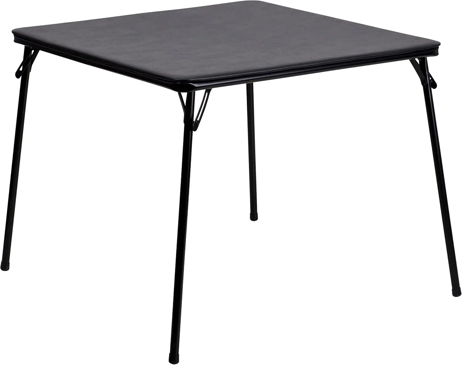 EMMA + OLIVER Black Foldable Card Table with Vinyl Table Top - Game Table - Portable Table