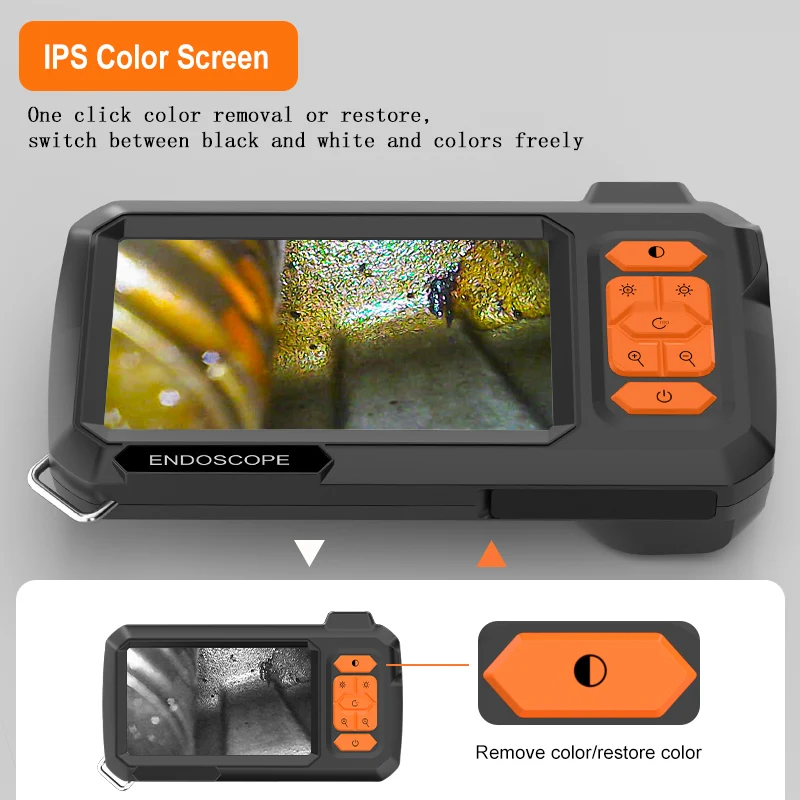 4.3 ''IPS スクリーン工業用内視鏡 8 ミリメートルカメラ 1080P 2-100 メートル剛性ケーブル分割 USB デザインボアスコープ検査機械パイプ