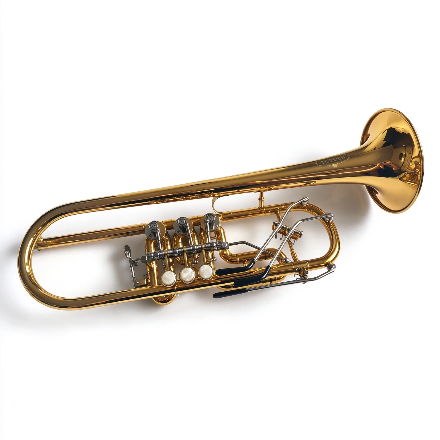 Shager B Flat Rotary Valve Trumpet Flat Key Gold Lacquer Brass Trumpet with Storage Case Musical Instrument