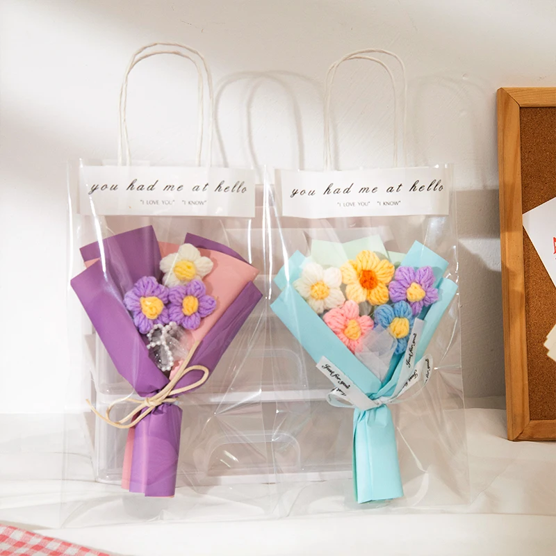 باقة زهور كروشيه هدايا عيد الأم ضيوف الزفاف هدية باقة الزهور الأبدية لباقات التخرج الدمية