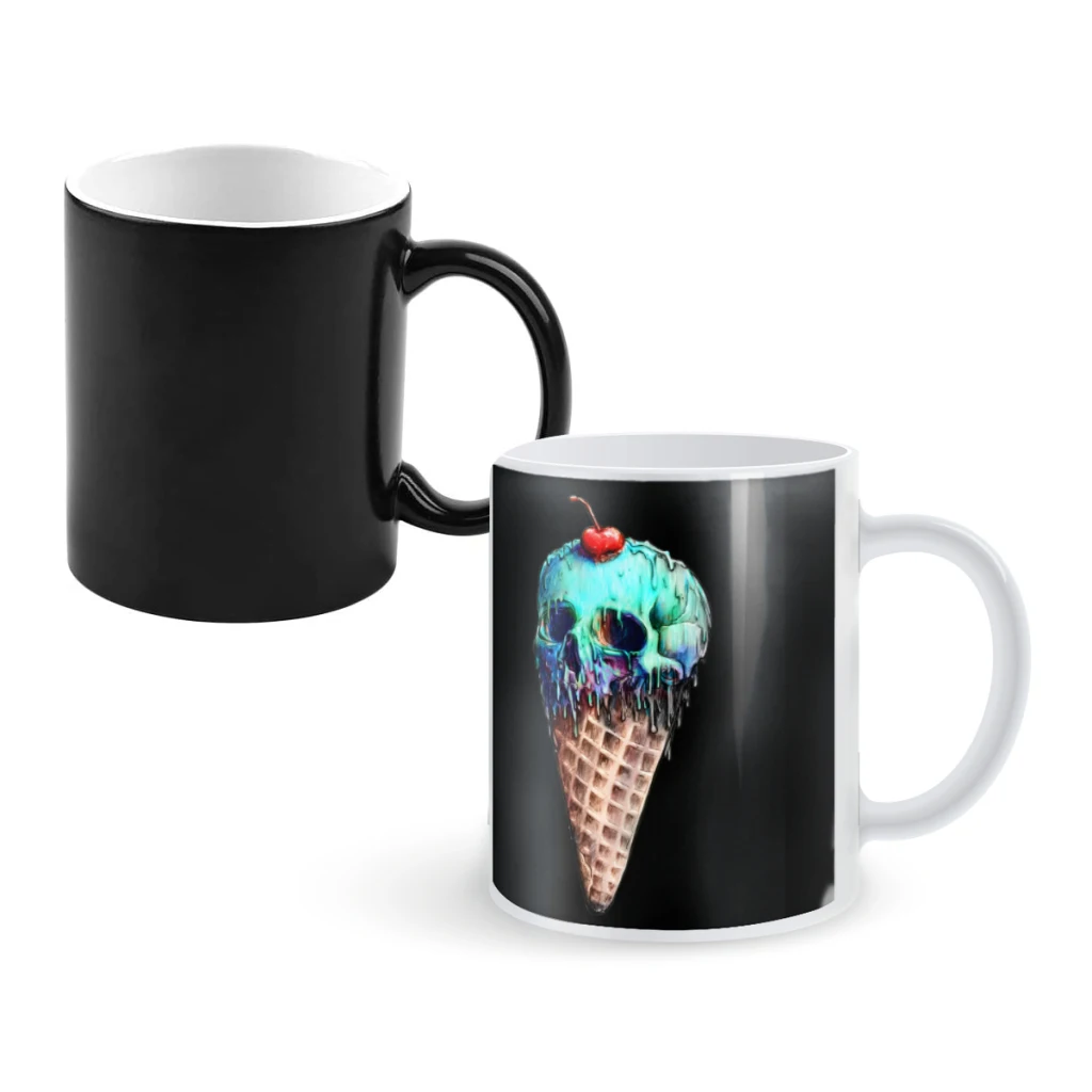

Ice Cream SkullCoffee Mugs And Mug Creative Color Change Tea Cup Ceramic Milk Cups Novelty Gifts