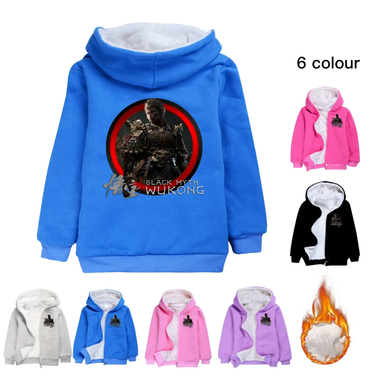 Boy Jacket winter Children Black Myth Wukong Game Girls Boys Cartoon Jacket Hooded Hoodies Coat wram Clothes for Kids3745