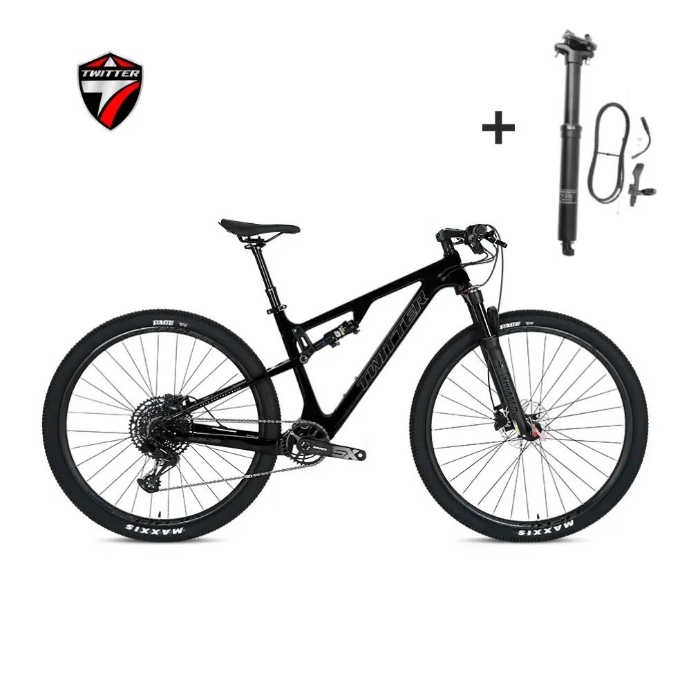 TWITTER OVERLORD M6100-12S Hydraulic Disc Brake AM Full Shock Soft Tail Carbon Fiber Mountain Bike MTB with Suspension Seat Tube