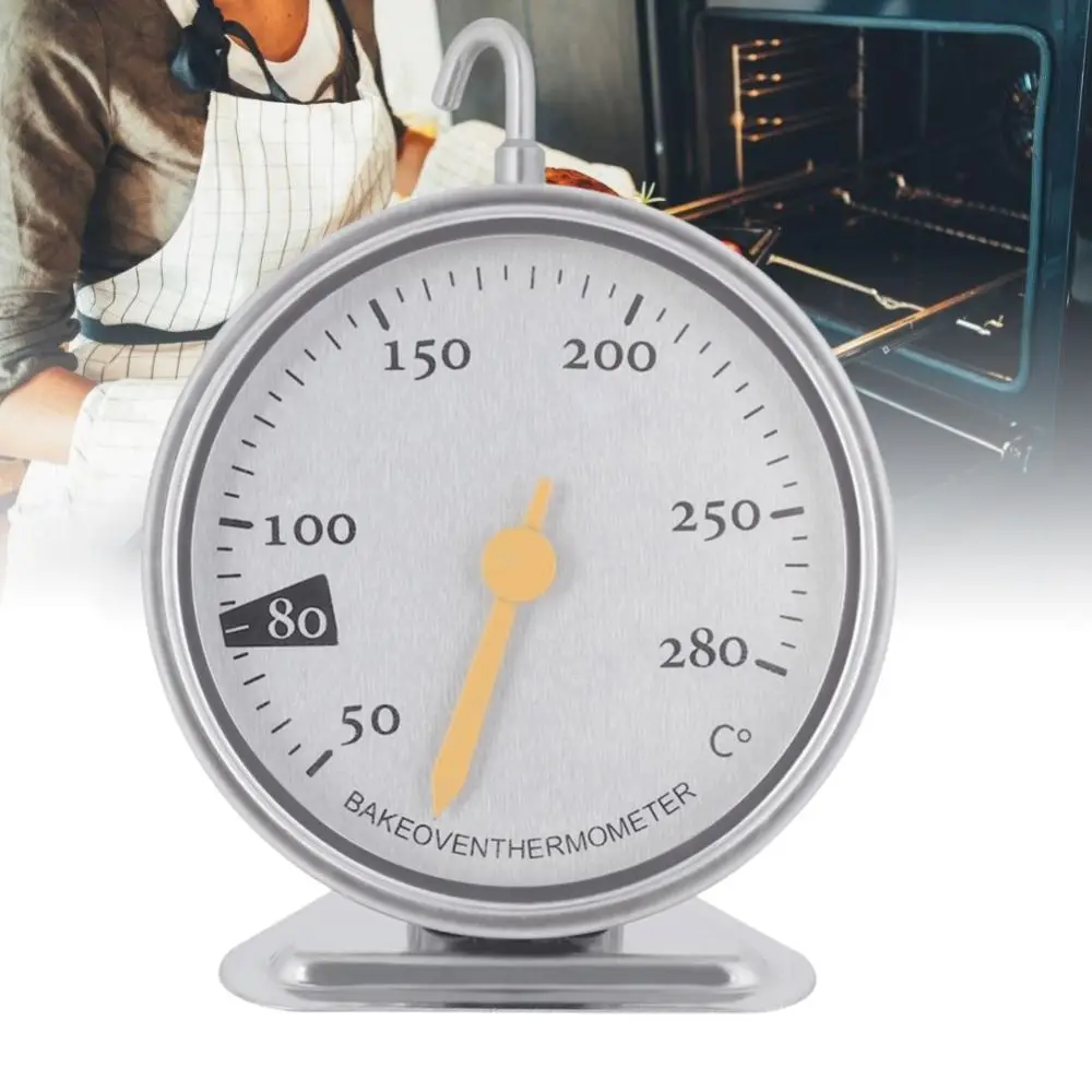 Stainless Steel Oven Thermometer 50℃ to 280℃ Precision Cooking Thermometer with Hook Accurate Baking Gauge BBQ/Roasting