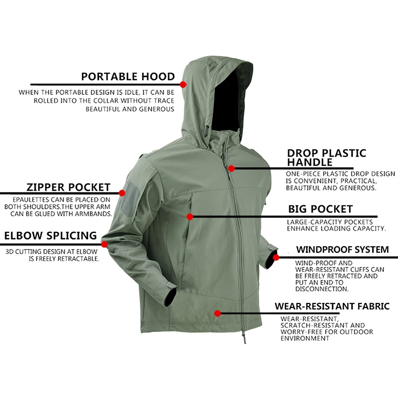 Casual Tactical Jackets Waterproof Jacket Men's Jackets Men Clothing Outerwear Airsoft Bomber Zipper Jacket Pilot Coat