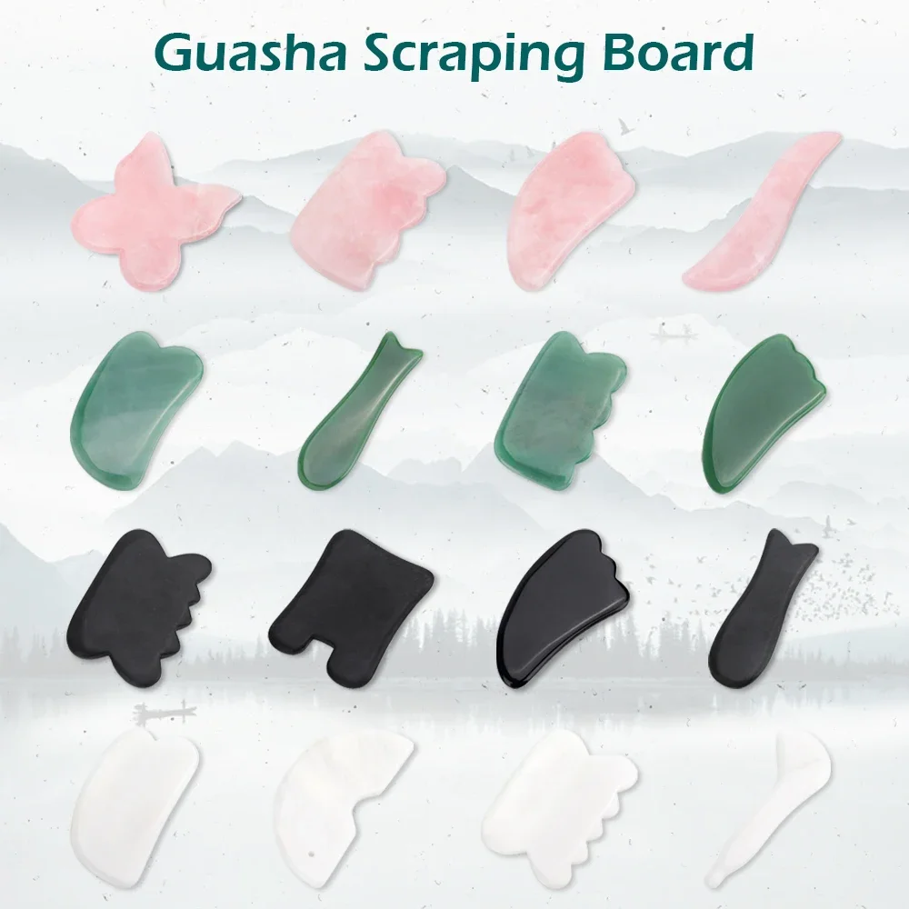 Gua Sha Board Natural Stone Scraper Quartz Jade Massage Neck Body Acupuncture Spa Therapy Skin Care Tool Massager for Face