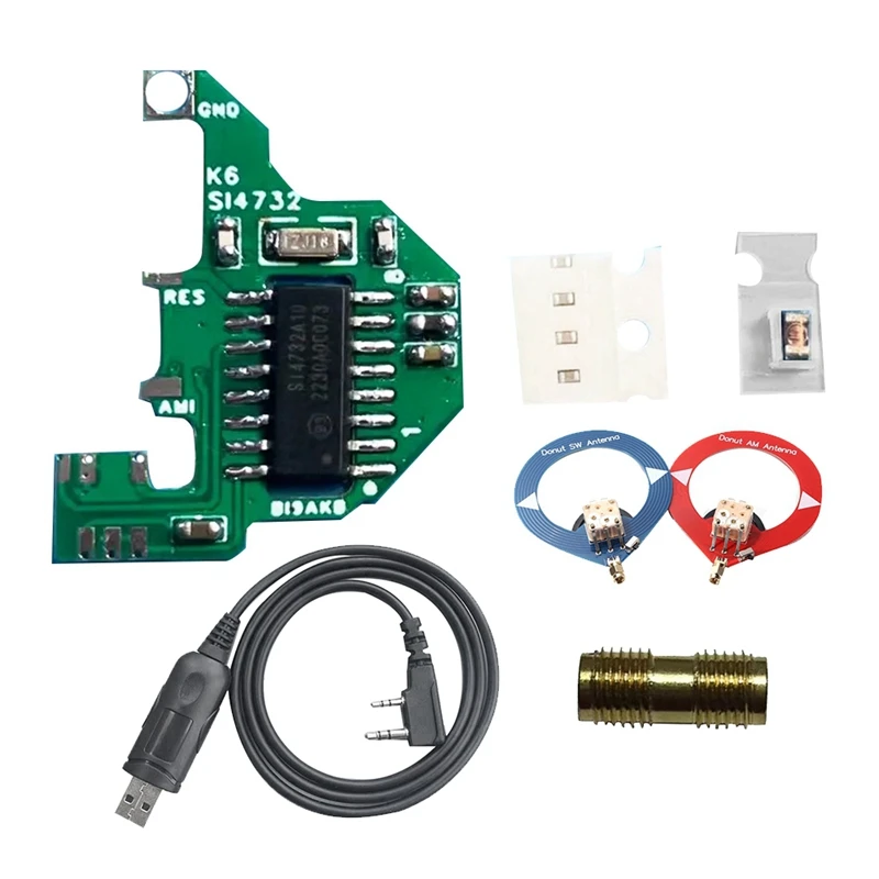 SI4732 Module+2Xdonut Antenna+Programming Cable Shortwave Modification Module V2 FPC Version For Quansheng UV-K5 UV-K6