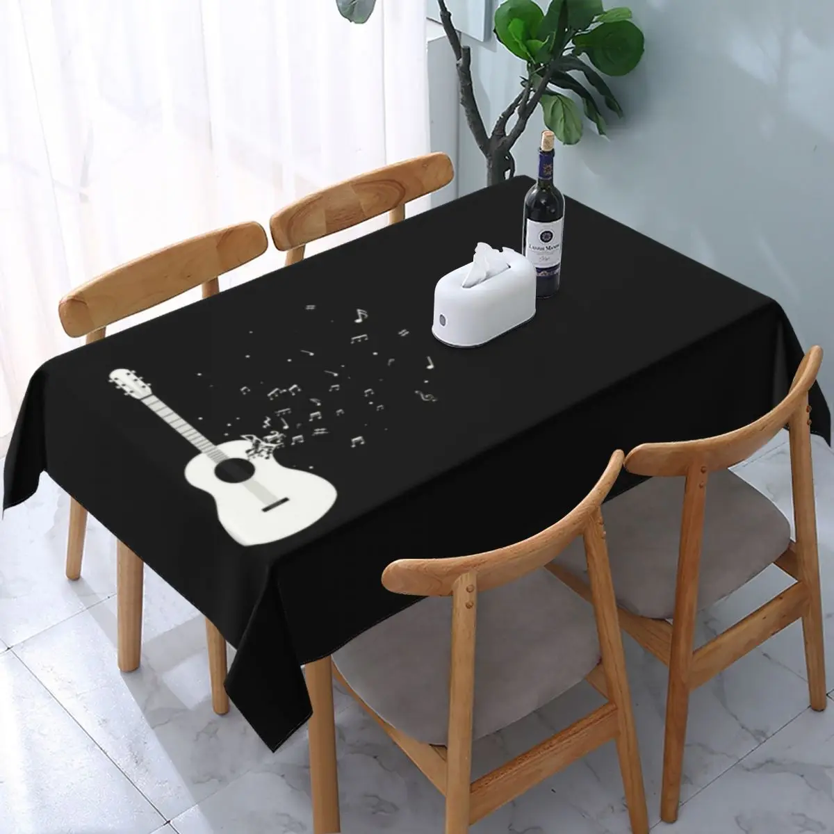 Rectangular Waterproof Oil-Proof Acoustic Guitar Tablecloth Backing Elastic Edge Table Cover 40