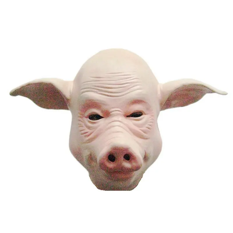 Latex Halloween Party Cosplay Masquerade Realistic Masks Full Face Animal Funny Pig Head Mask Lifelike Decor Mask