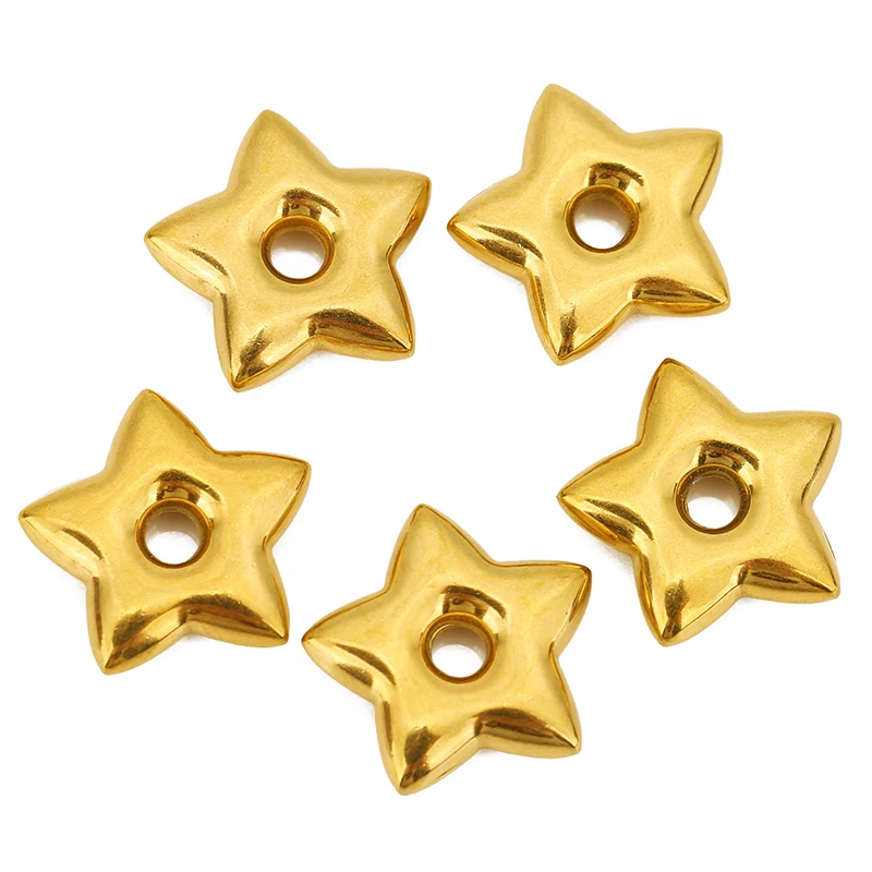 5pcs Stainless Steel Big Hole Star Pendants for DIY Earrings Necklace Jewelry Making Accessories Bracelet Charm Supplies Finding