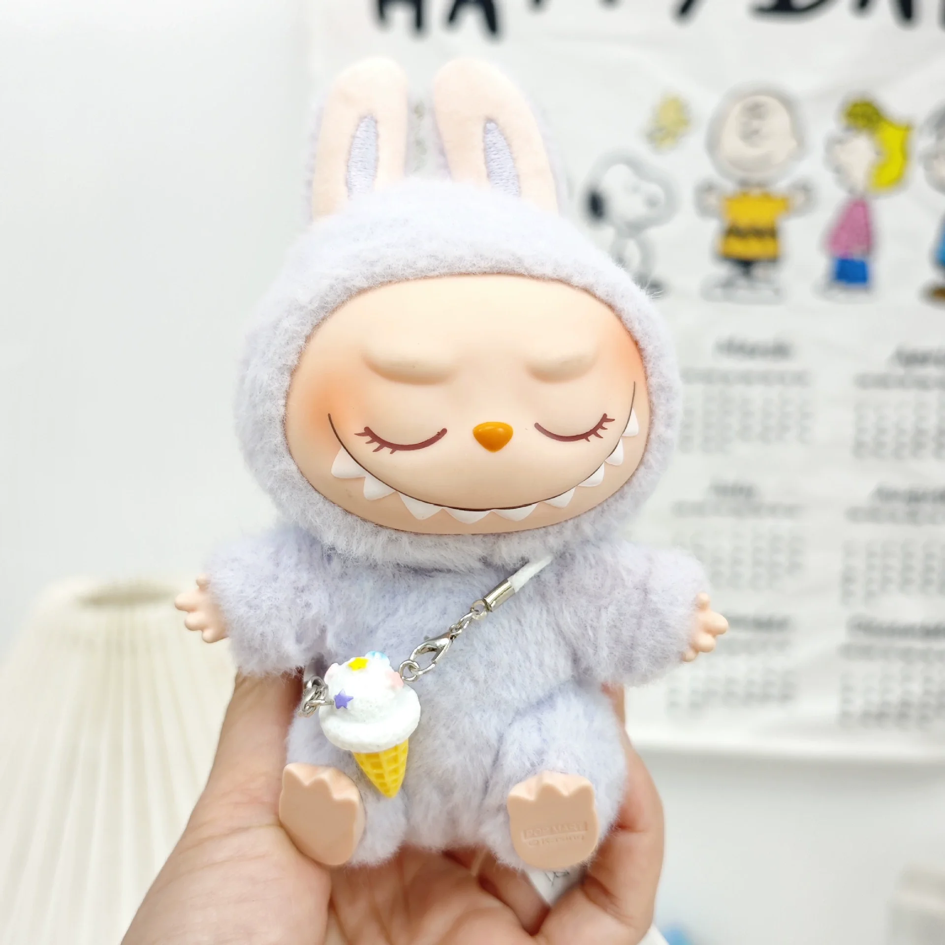 17cmのラビュブに適した、キュートな漫画風ドールハウスアクセサリー、ミニチュアデコレーション、ぬいぐるみ、ミニウサギモデルペンダントおもちゃ