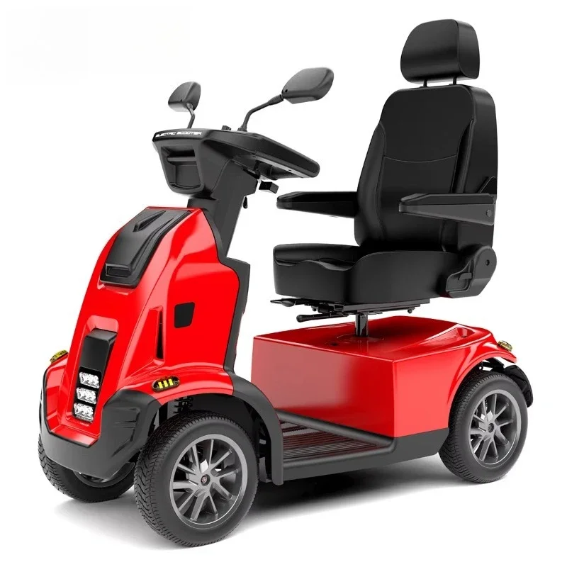 

Dual Battery, Red Electric Scooter, Off-Road Heavy 4 Wheels, Outdoor Mobile Scooter