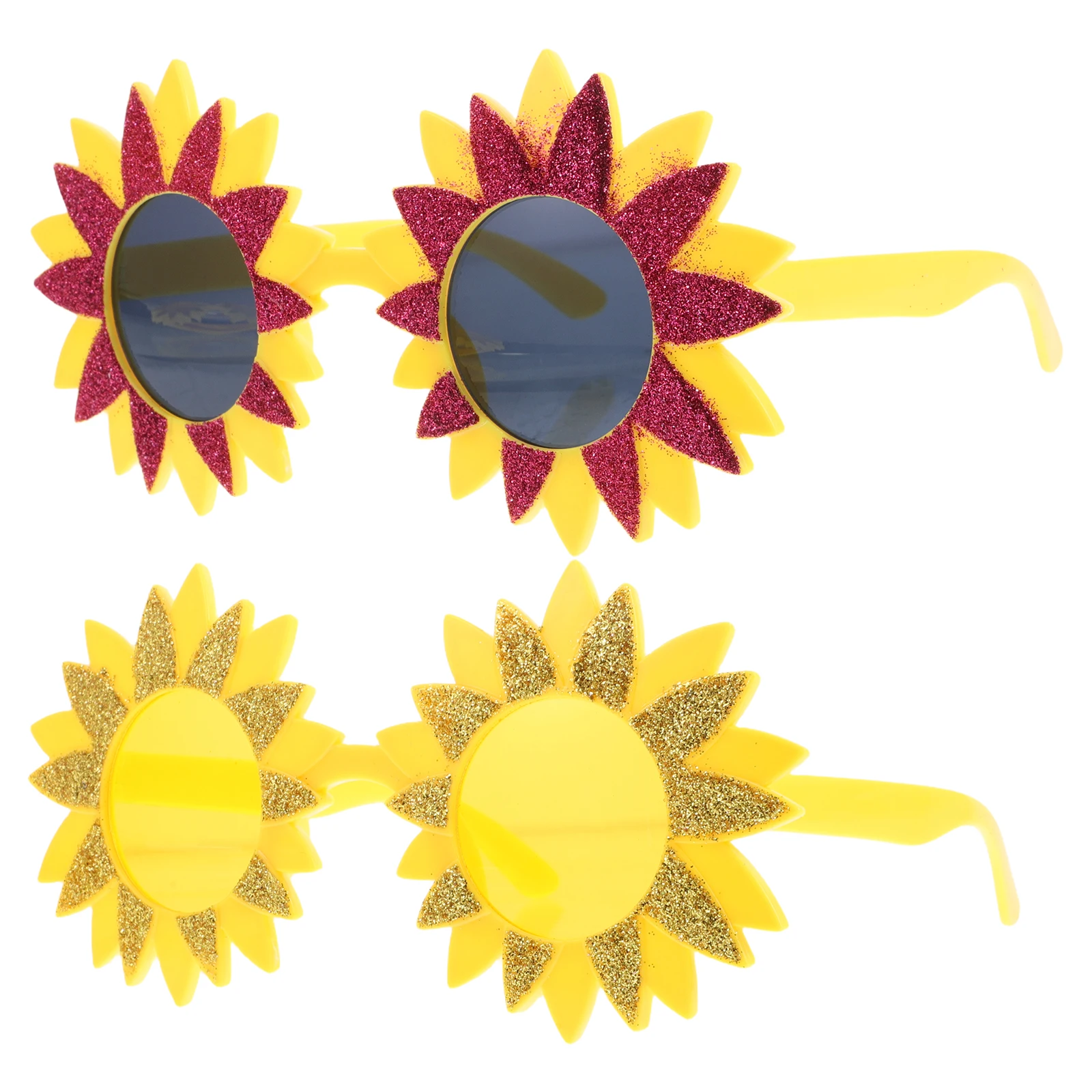 

2pcs Hawaiian Sunflower Sunglasses Funny Party Glasses Comfortable Lightweight Beach Pool Eyeglasses Summer Travel Accessories