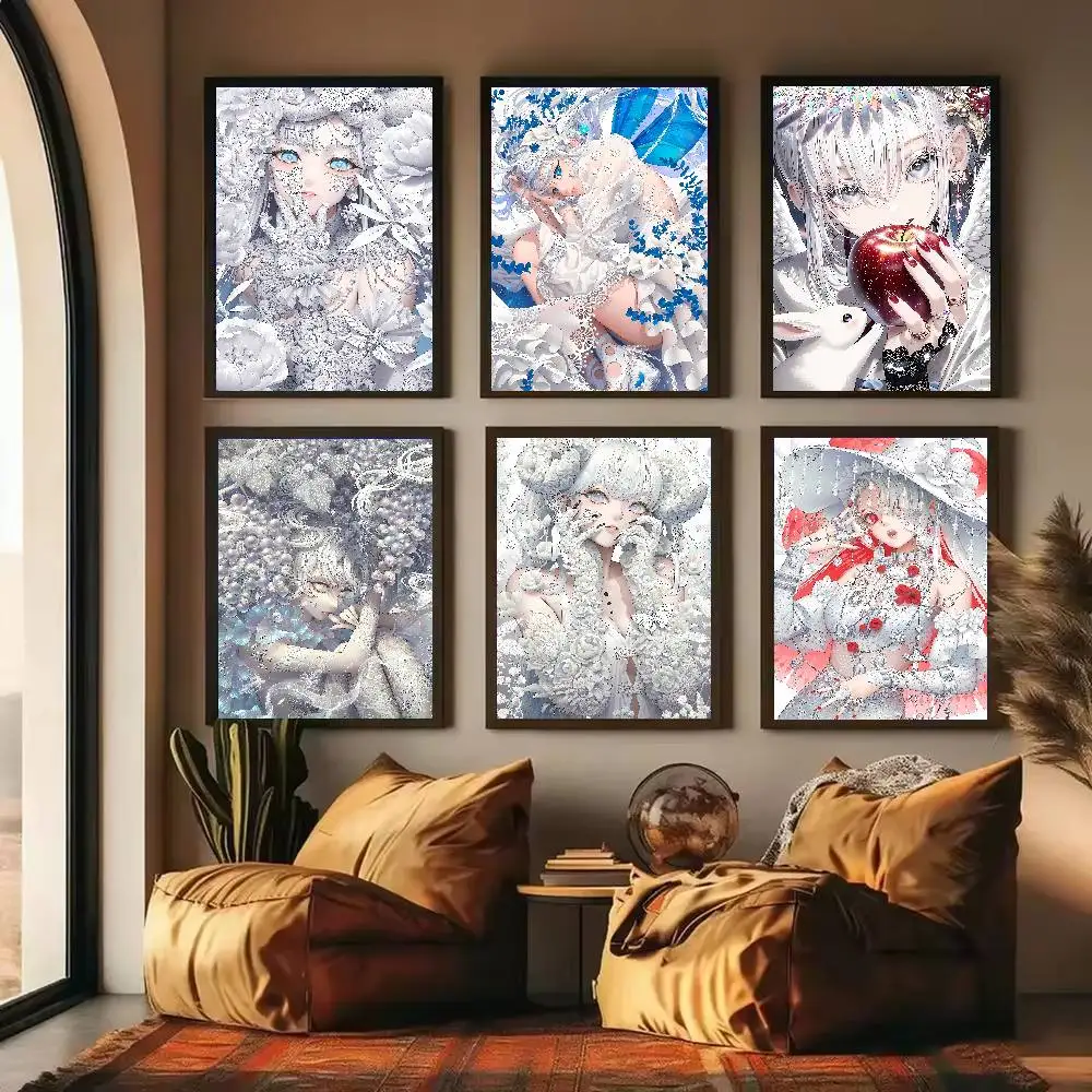 Dark Fantasy Anime Art Poster Cool Silver Tone Mysterious Character Print Poster Gothic Aesthetic Wall Art Bedroom Home Decor