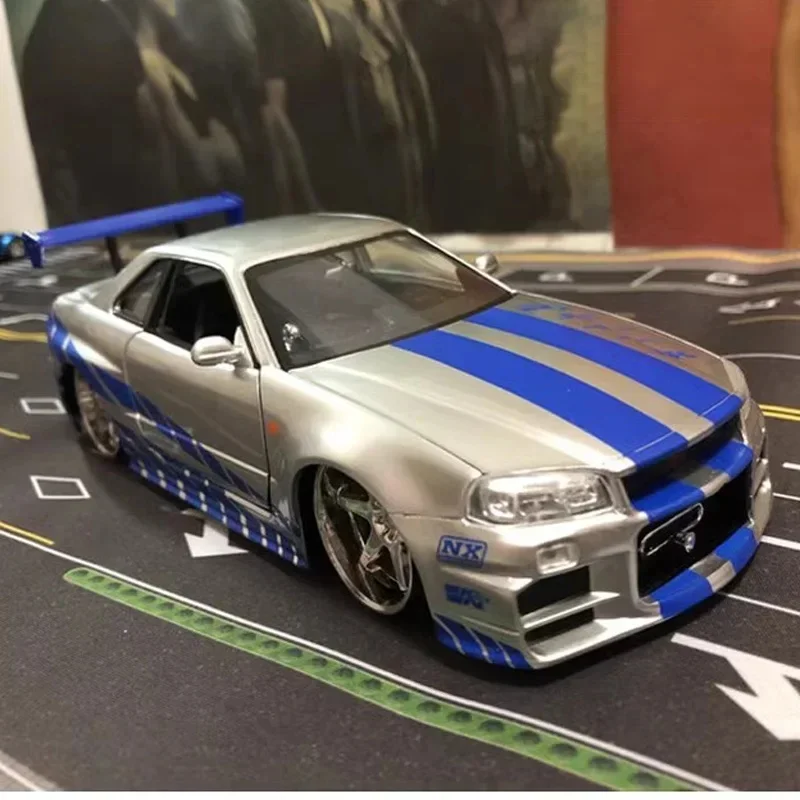 1:24 Scale Fast And Furious Gtr-R34 Nissan Skyline Mosquito Car Alloy Metal Diecast Model Toys Vehicles Children\'S Gifts