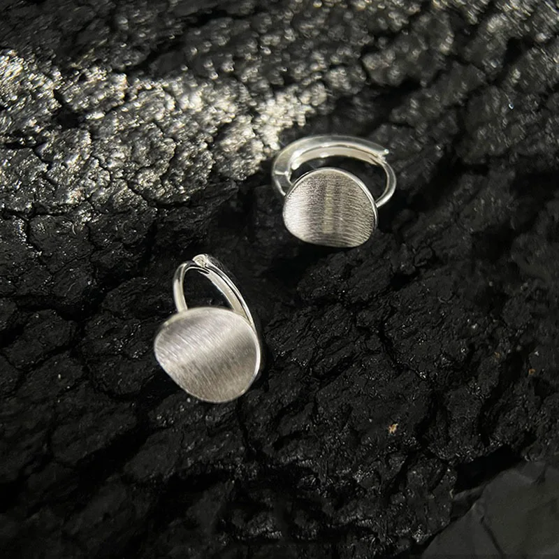 Modern Geometric 925 Sterling Silver Metal Brushed Round Hoop Earrings for Woman Girls Designer Summer Jewelry Accessories Gifts