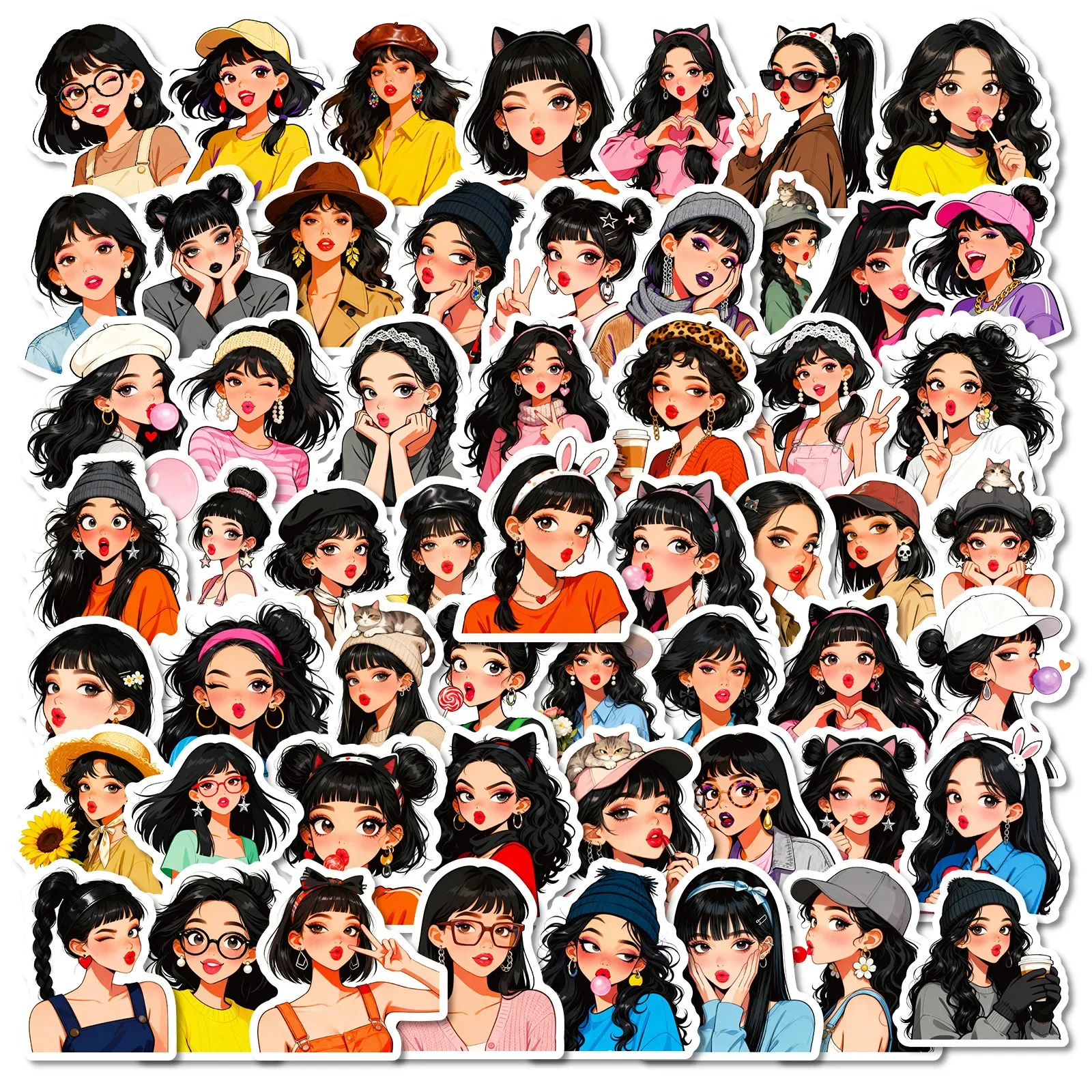 10/56PCS Pouty Lippen Schoonheid Graffiti Stickers Decoratie Bagage Telefoon Gitaar Plakboek Cup Auto Koelkast Waterdichte Sticker Kid speelgoed